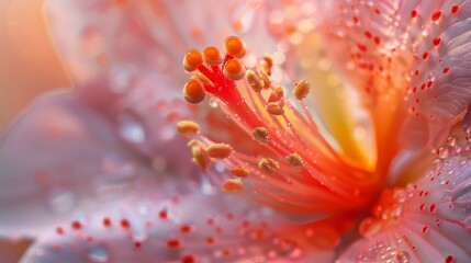 Fototapeta premium Close-up of a Pink and Yellow Flower with Bokeh Background