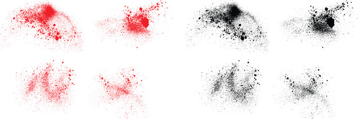 Fototapeta premium Set of black and red color blood stain vector background. Brush stroke scribble background 