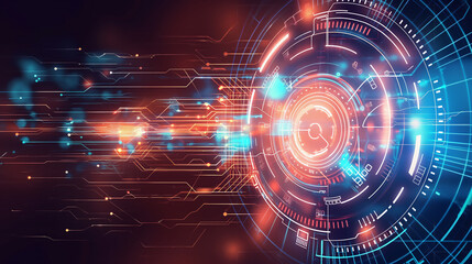 Fototapeta premium Futuristic Tech Interface. Abstract Digital Circuitry and Holographic Display