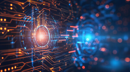 Fototapeta premium Futuristic Tech Interface. Abstract Digital Circuitry and Holographic Display