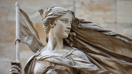 figure of Marianne, the personification of the French Republic, symbolizing the ideals of liberty and democracy.