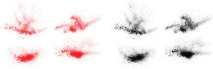Abstract black and red color blood brush illustration background set. Scratches grunge paint brush stroke