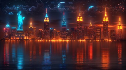 Fototapeta premium Produce a neon set of passport stamps from various countries