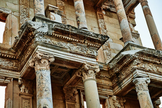 Detail of the Library of Celsus, Ephesus, Turkey, Europe