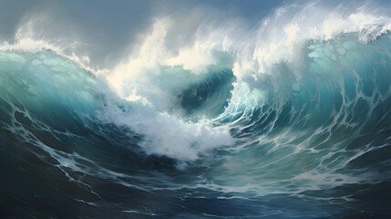 Fototapeta premium Digital rotation sea water ocean turbulence abstract poster background