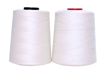 Thread spools for textile factory. Thread for seamstress in clothing production.