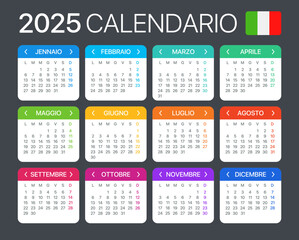 2025 Calendar - vector template graphic illustration - Italian version