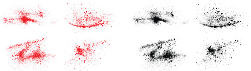 Fototapeta premium Grunge vector set of droplet black and red color blood brush stroke. Grunge paintbrush