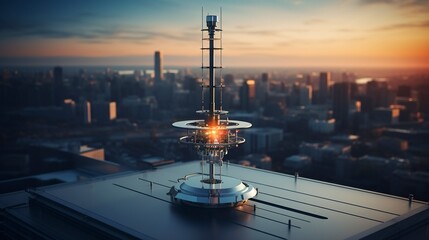 photo of a 5G antenna on a rooftop.