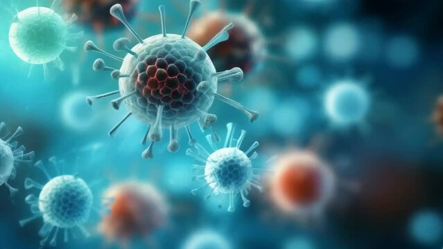 Virus moving close-up. Microbiology and virology concept. High quality 4k footage