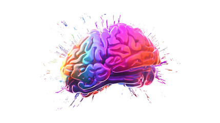 A multicolored brain on a clear background PNG