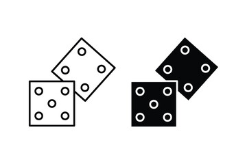 Game dice. Set of game dice, isolated on white background. Dice in a flat and linear design Vector illustration.