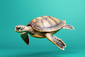 Fototapeta premium a sea turtle peacefully swimming, World Oceans.