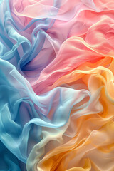 Obraz premium Colorful Flowing Fabric Background with Pastel Gradient Waves and Soft Textures