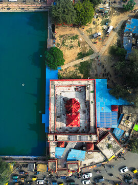 Upside Down view of Durga Temple in Varanasi. 