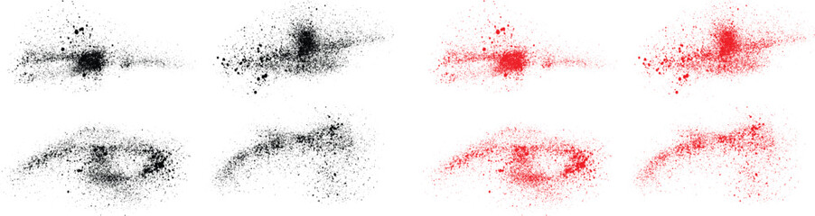 Fototapeta premium Grunge texture black and red color blood splatter illustration vector set. Creative grunge texture brush stroke