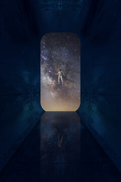Cosmic Reflection: Astronaut Adrift in Starry Expanse