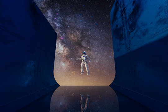 Cosmic Reflection: Astronaut Adrift in Starry Expanse