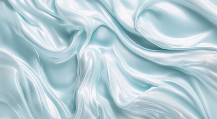 Obraz premium Creamy light blue wavy texture moisturizer lotion cream slashes background