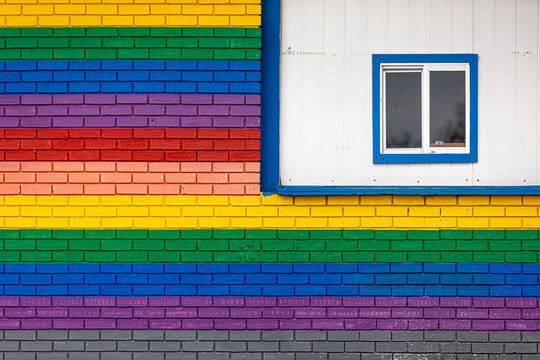 Rainbow brick building