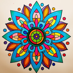 brightly colored flower design on a beige background