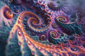 purple and orange fram art with a swirly design