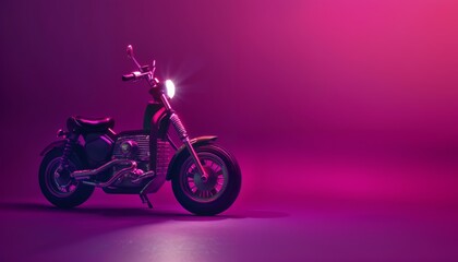 Toy electric low-rider on rich eggplant purple background with copy space