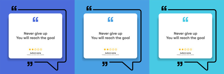 3D bubble testimonial banner, quote, infographic. Social media post template designs for quotes. Empty speech bubbles, quote bubbles and text box. Vector Illustration EPS10.