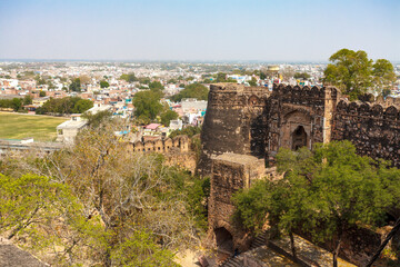 Fototapeta premium City view of Jhansi from Jhansi fort in Jhansi, Budelkhand, Uttar Pradesh, India, Asia