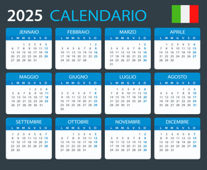2025 Calendar Italy - vector template graphic illustration - Italian version