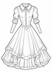 a drawing of a dress with ruffles and collar