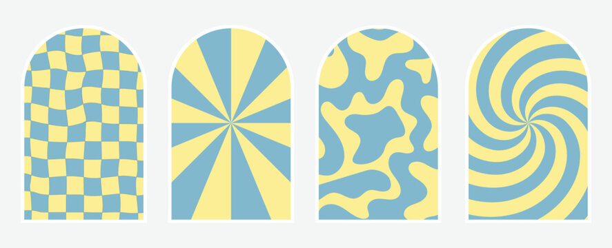 Groovy Blue and Yellow Psychedelic illustration background