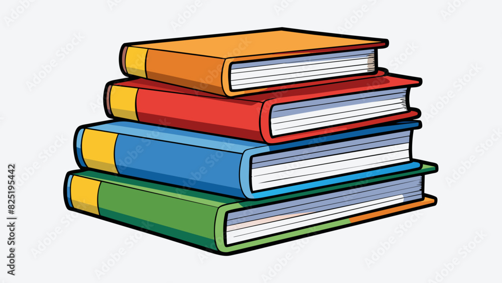 Poster A book with its pages in correct order stacked neatly with the spine on the left side.. Cartoon Vector.