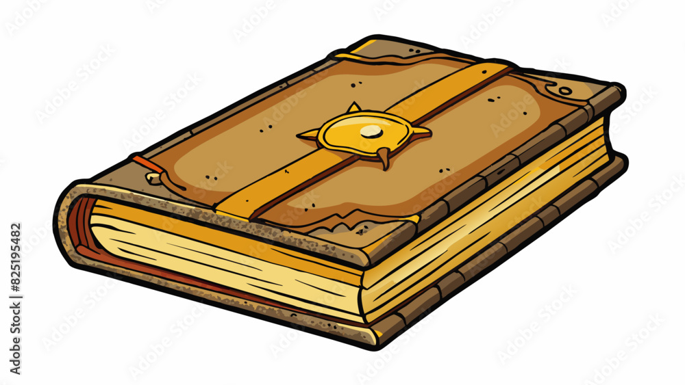 Poster a book with a worn cover and yellowed pages hinting at its age and history. the spine is slightly cr