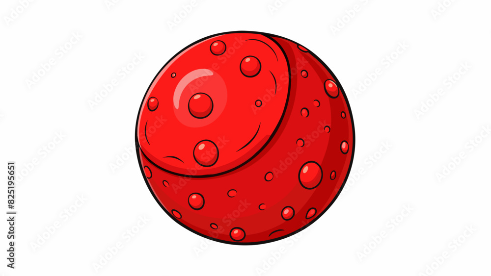 Poster A bright red rubber ball with a bouncy and elastic texture that makes it perfect for outdoor games.. Cartoon Vector.