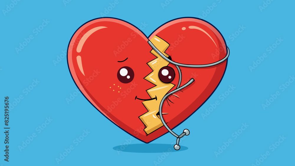 Sticker a broken heart mended together with golden thread symbolizing the healing power of hope in repairing