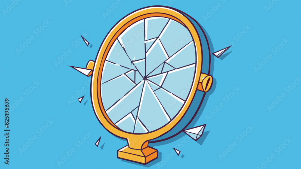 Poster A broken mirror with shattered pieces and jagged edges signifying a genetic disorder that causes bones to be weak and easily fractured.. Cartoon Vector.