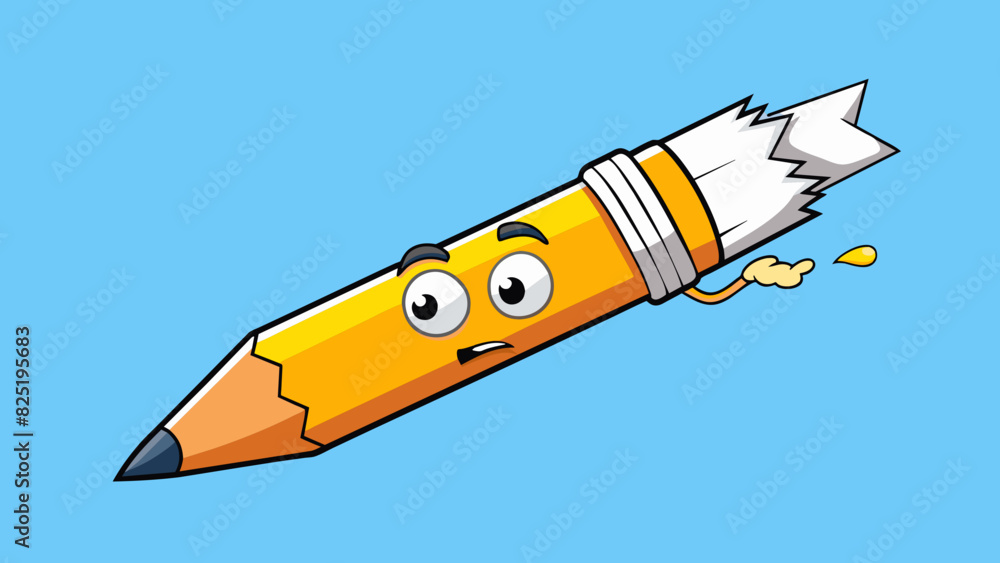 Poster A broken pencil with shard ends indicates a perfectionist attitude that is too focused on details and cant move forward without a perfect outcome.. Cartoon Vector.