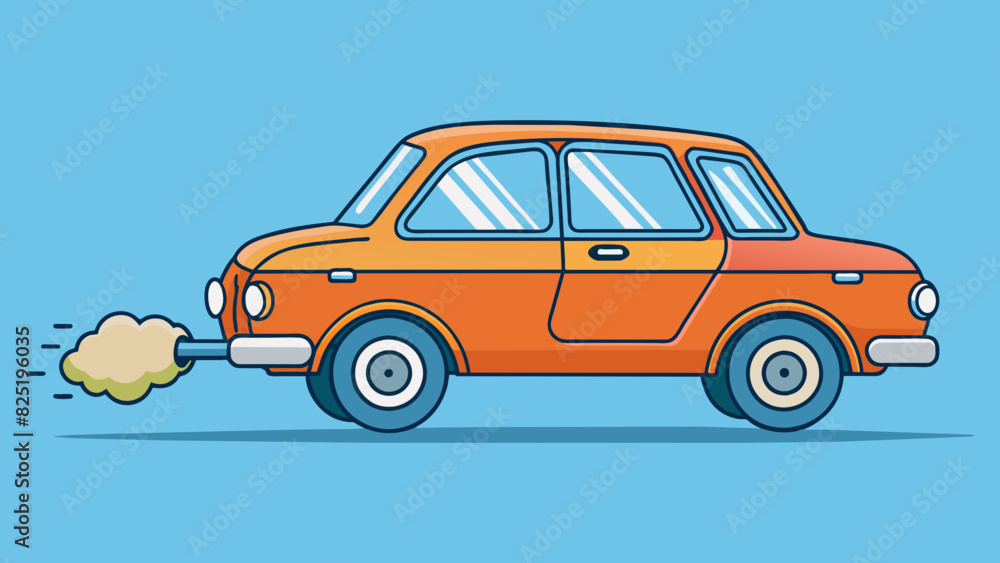 Poster A car depending on gasoline for fuel using it to power the engine and move forward. Without gasoline the car would be unable to function.. Cartoon Vector.