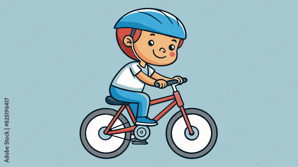 Poster A child learning to ride a bike wobbling at first but gradually gaining confidence and balance until they can pedal smoothly on their own.. Cartoon Vector.