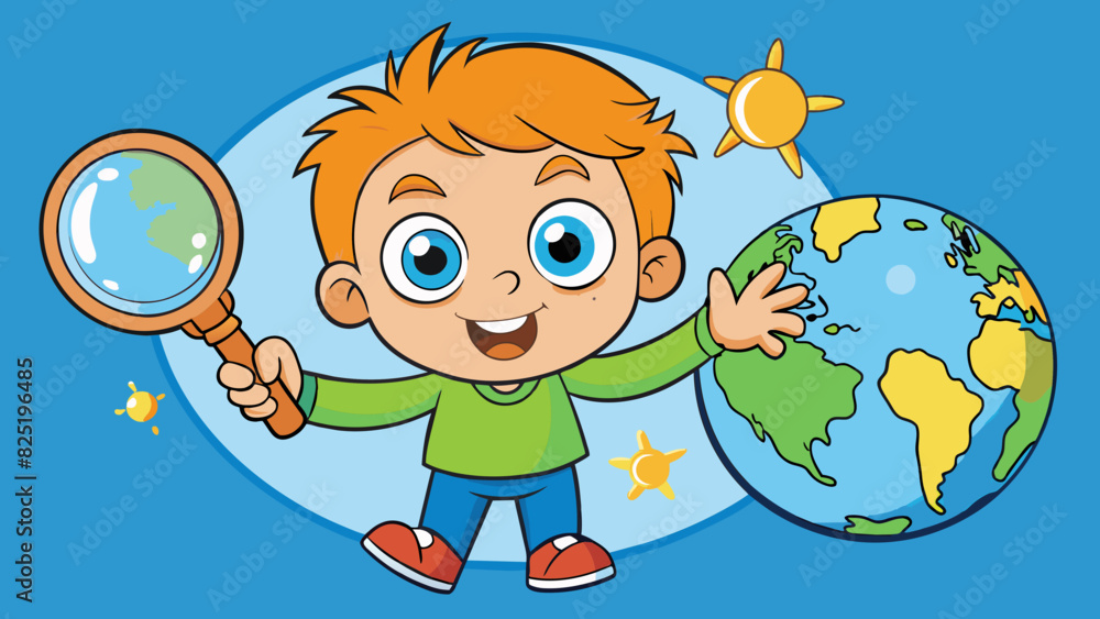Poster A child with bright curious eyes and an endless supply of energy. Their tiny hands are constantly fidgeting and exploring eager to discover new things. Cartoon Vector.