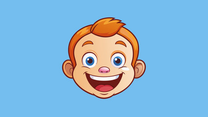 Obraz premium A childs face lit up with a bright smile eyes crinkled at the corners and mouth wide open as they let out a joyful laugh conveying a happy and. Cartoon Vector.
