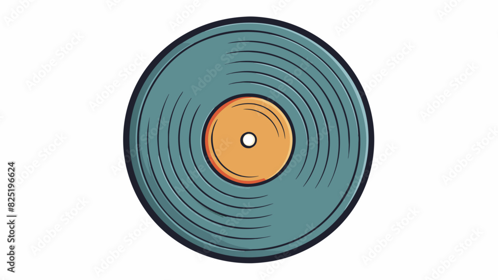 Poster A circular side with a grooved pattern resembling a vinyl record. It has a glossy finish and feels smooth to the touch.. Cartoon Vector.