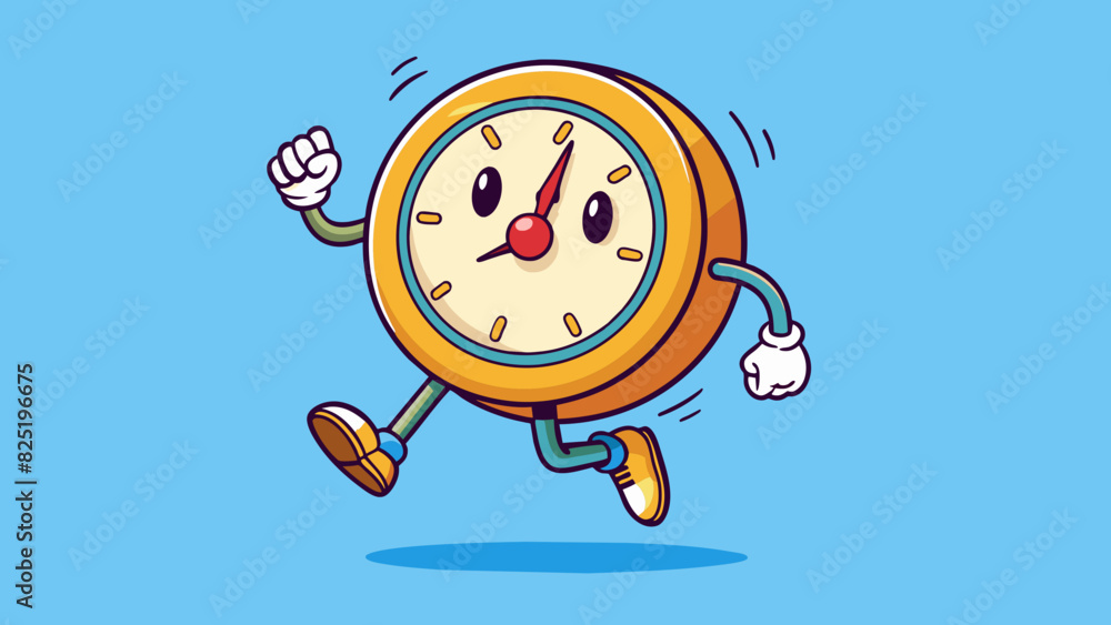 Poster A clock that ticks without ever stopping signaling the passage of time.. Cartoon Vector.