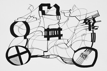 A monochrome abstract drawing.