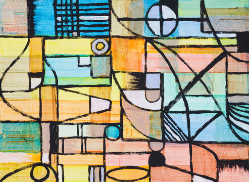 An abstract painting, roughly executed in both ground and foreground
