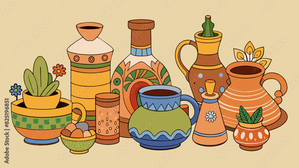Poster a collection of handmade pottery this collection showcases the skill and creativity of different pot