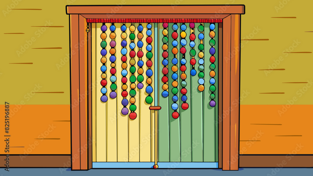 Poster a colorful beaded curtain hung in place of a traditional door adding a playful and bohemian touch to