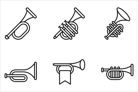 trumpet icon set vector music logo template on white background