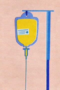 Medical Intravenous Drip Bag on Stand Illustration